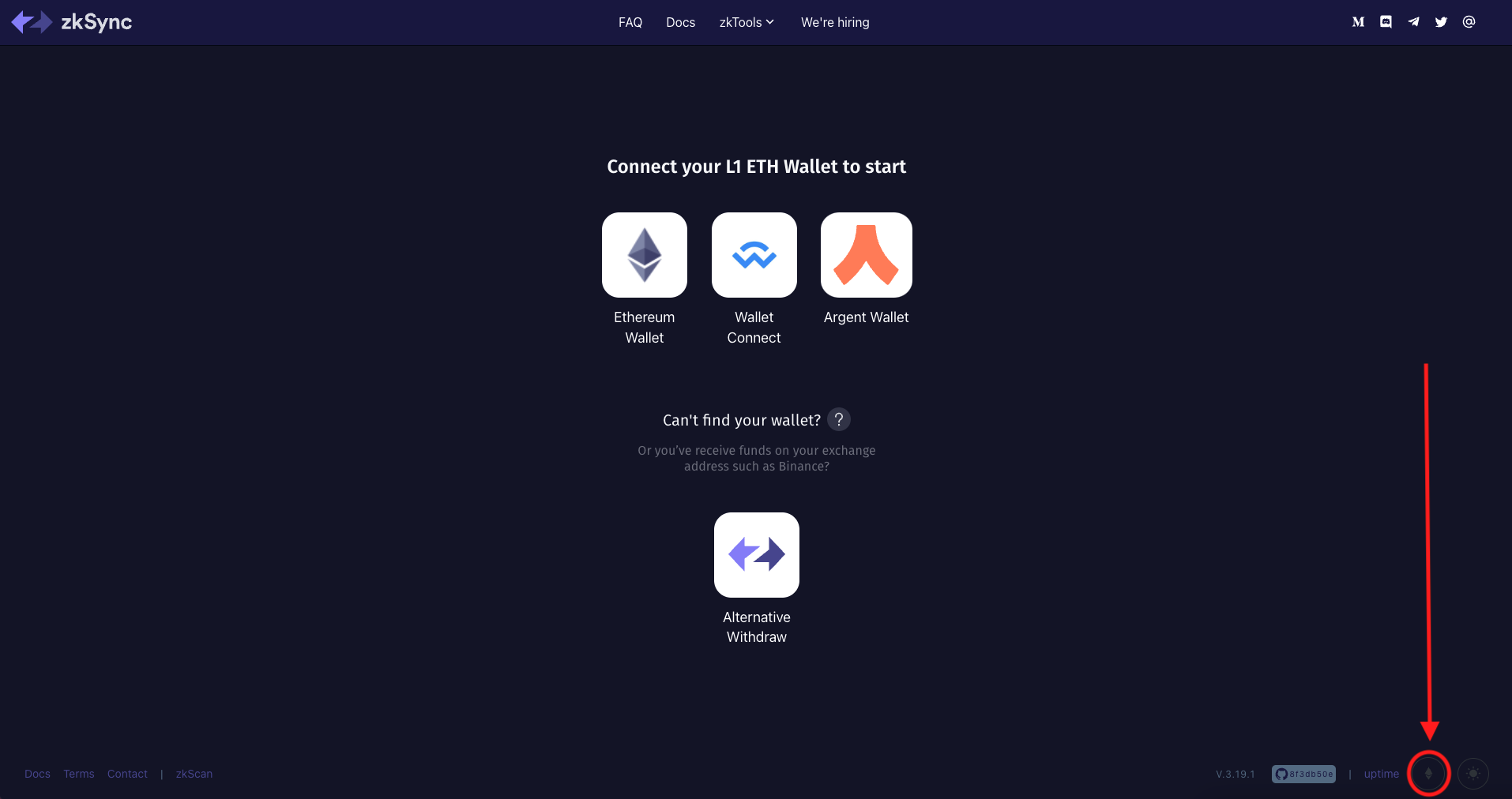 zkSync wallet homepage