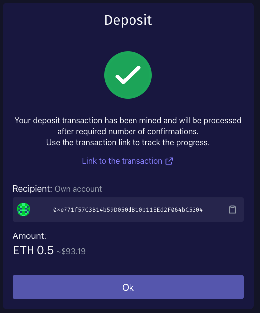 Successful Deposit