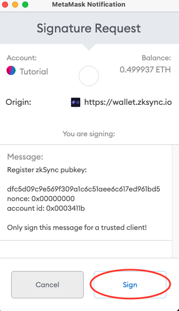 Metamask sign