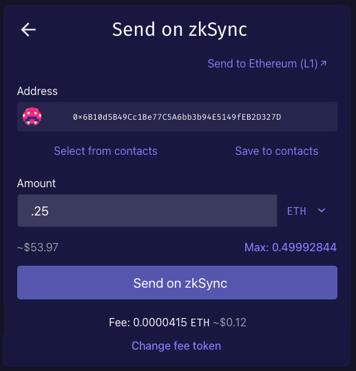 Send on zkSync
